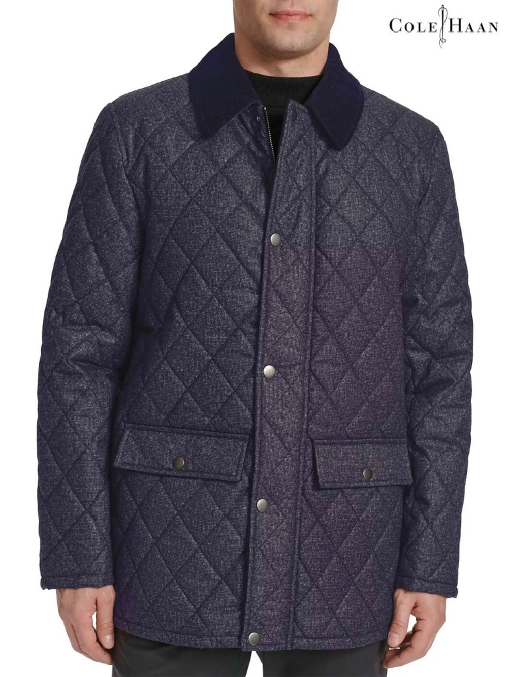 COLE HAAN SIGNATURE NWT DIAMOND QUILTED BARN NAVY JACKET. SIZE L